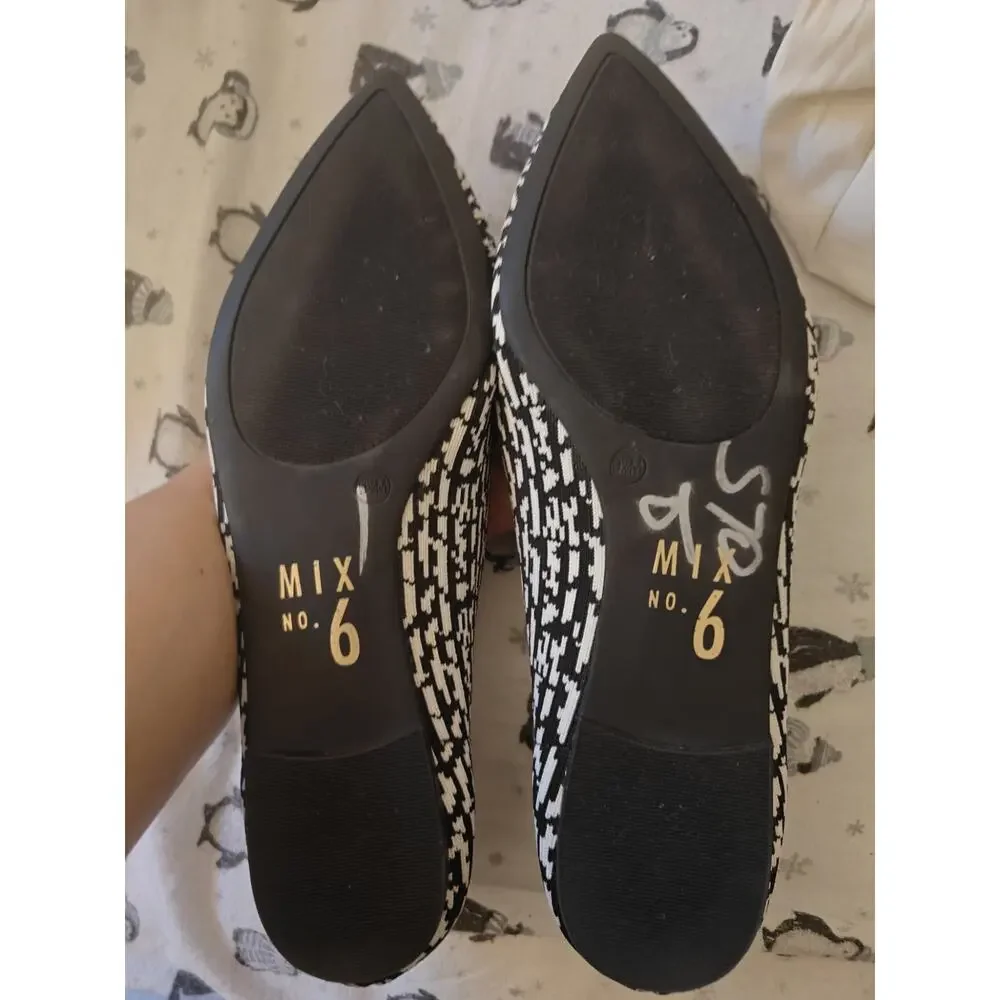 Mix No. 6 Black and White Geometric Knit  Patterned Ballet Flats Sz 9.5 Preppy